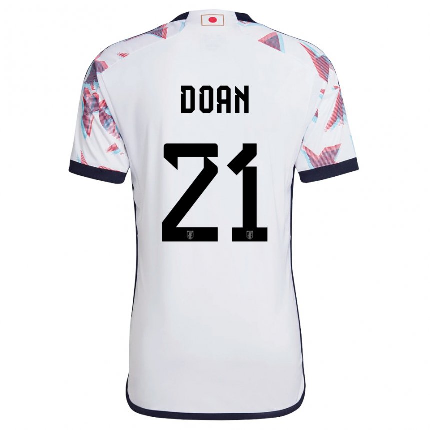 Børn Japans Ritsu Doan #21 Hvid Udebane Spillertrøjer 22-24 Trøje T-shirt