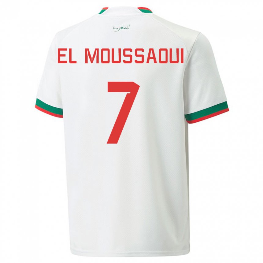 Børn Marokkos Hamza El Moussaoui #7 Hvid Udebane Spillertrøjer 22-24 Trøje T-shirt