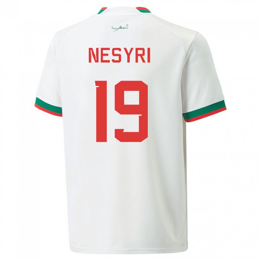 Børn Marokkos Youssef En-nesyri #19 Hvid Udebane Spillertrøjer 22-24 Trøje T-shirt