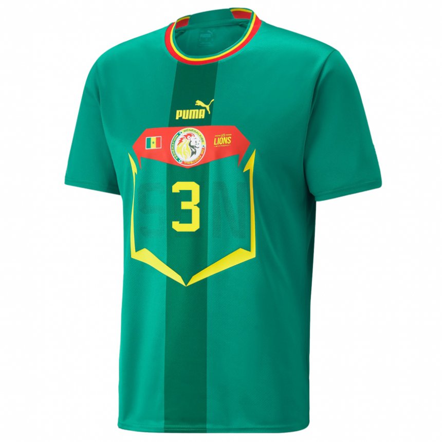 Børn Senegals Kalidou Koulibaly #3 Grøn Udebane Spillertrøjer 22-24 Trøje T-shirt