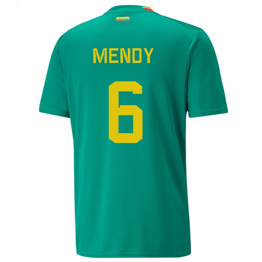 Børn Senegals Nampalys Mendy #6 Grøn Udebane Spillertrøjer 22-24 Trøje T-shirt