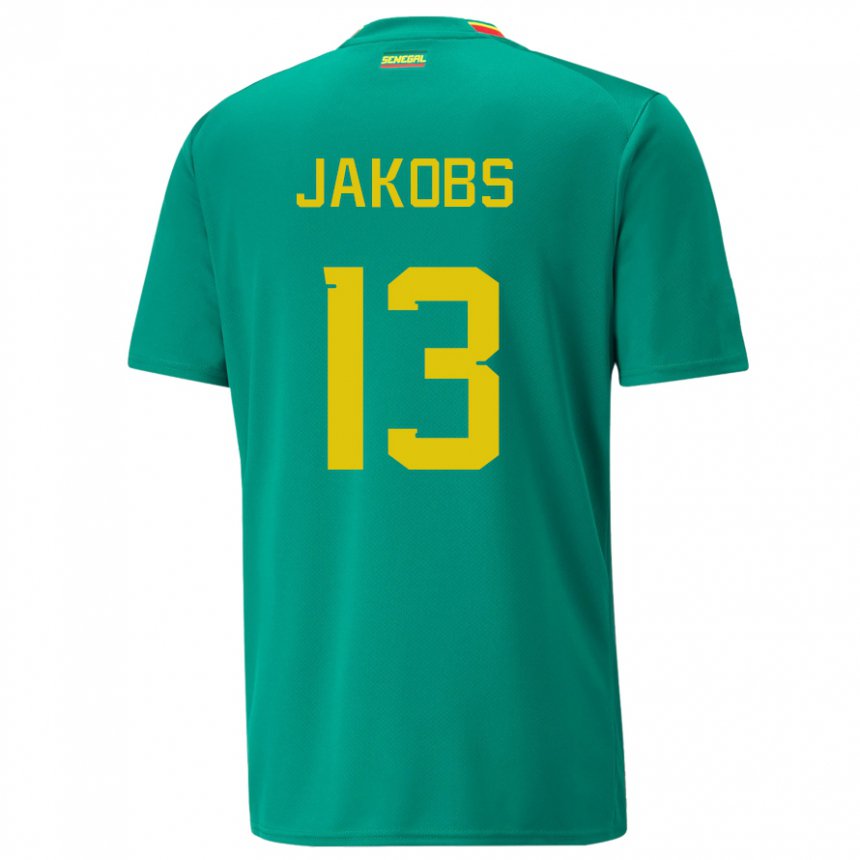Børn Senegals Ismail Jakobs #13 Grøn Udebane Spillertrøjer 22-24 Trøje T-shirt