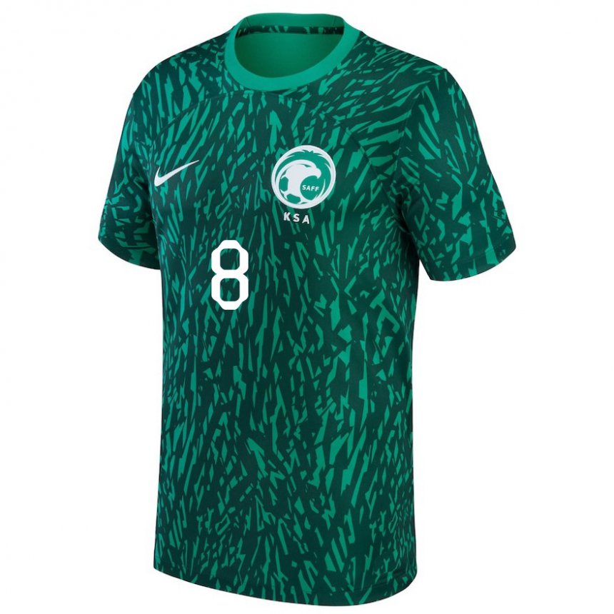 Børn Saudi-arabiens Ahmed Bamasud #8 Mørkegrøn Udebane Spillertrøjer 22-24 Trøje T-shirt