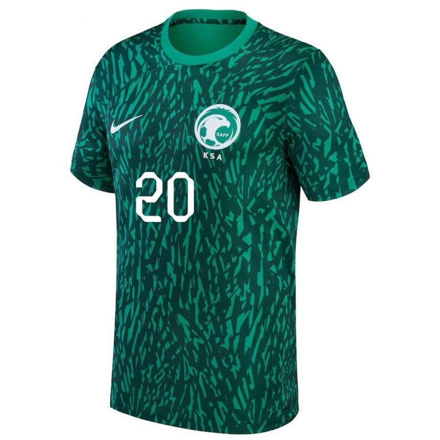 Børn Saudi-arabiens Haroune Camara #20 Mørkegrøn Udebane Spillertrøjer 22-24 Trøje T-shirt