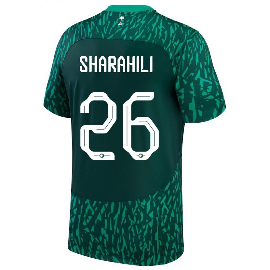 Børn Saudi-arabiens Riyadh Sharahili #26 Mørkegrøn Udebane Spillertrøjer 22-24 Trøje T-shirt