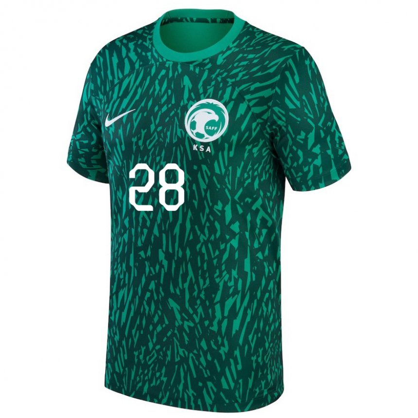 Børn Saudi-arabiens Mohamed Kanno #28 Mørkegrøn Udebane Spillertrøjer 22-24 Trøje T-shirt