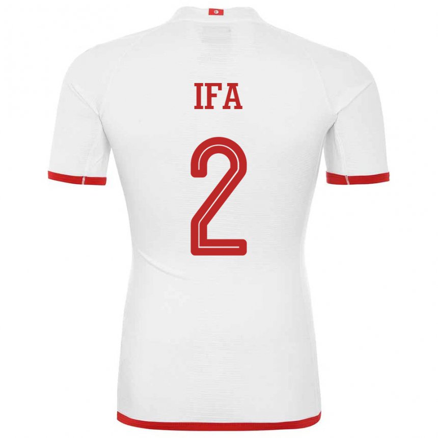 Børn Tunesiens Bilel Ifa #2 Hvid Udebane Spillertrøjer 22-24 Trøje T-shirt