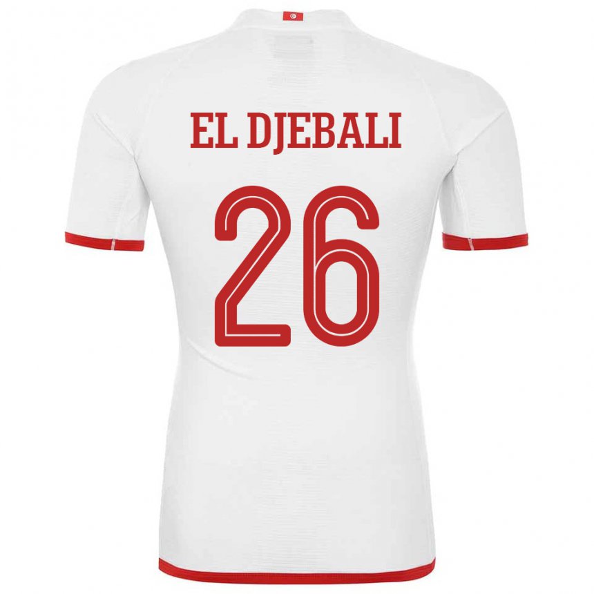 Børn Tunesiens Chaim El Djebali #26 Hvid Udebane Spillertrøjer 22-24 Trøje T-shirt