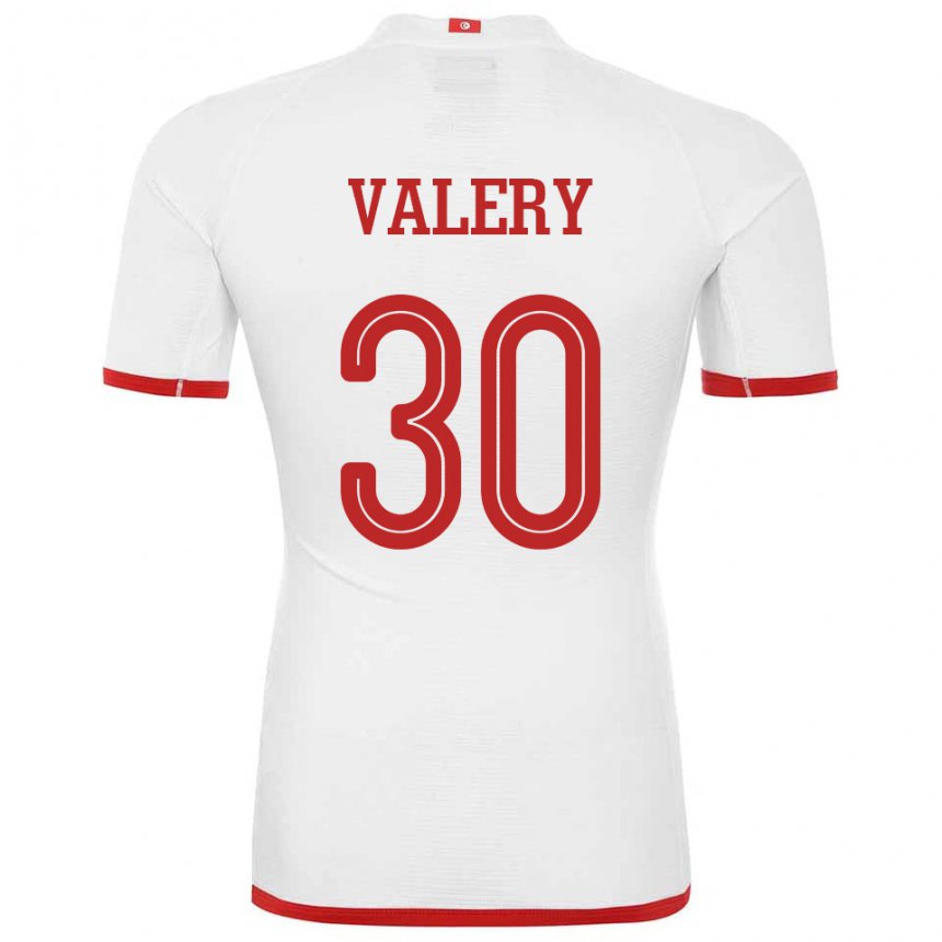 Børn Tunesiens Yann Valery #30 Hvid Udebane Spillertrøjer 22-24 Trøje T-shirt