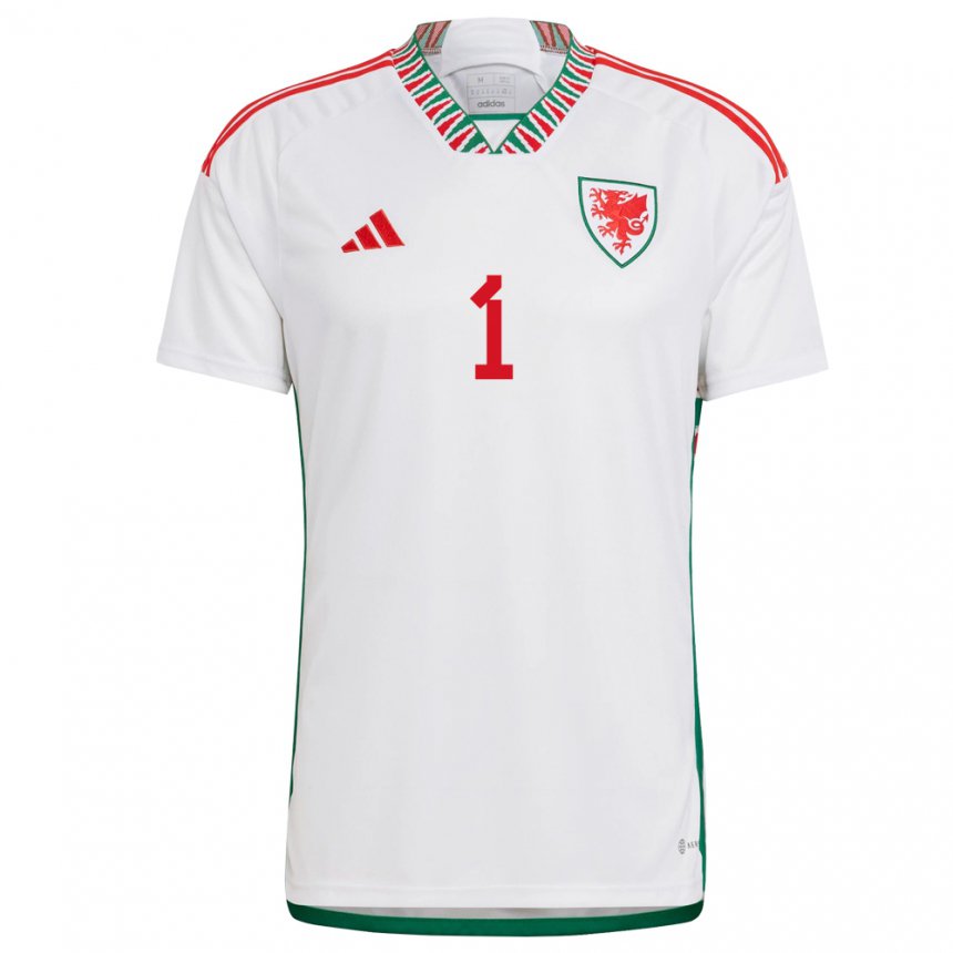 Børn Wales Wayne Hennessey #1 Hvid Udebane Spillertrøjer 22-24 Trøje T-shirt