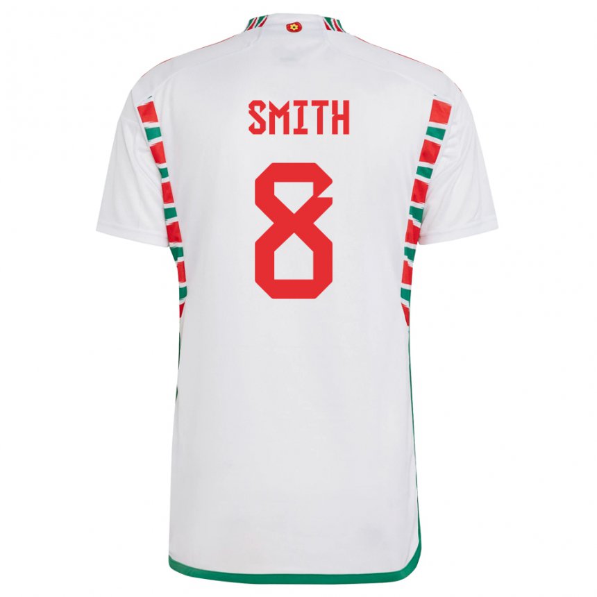 Børn Wales Matt Smith #8 Hvid Udebane Spillertrøjer 22-24 Trøje T-shirt