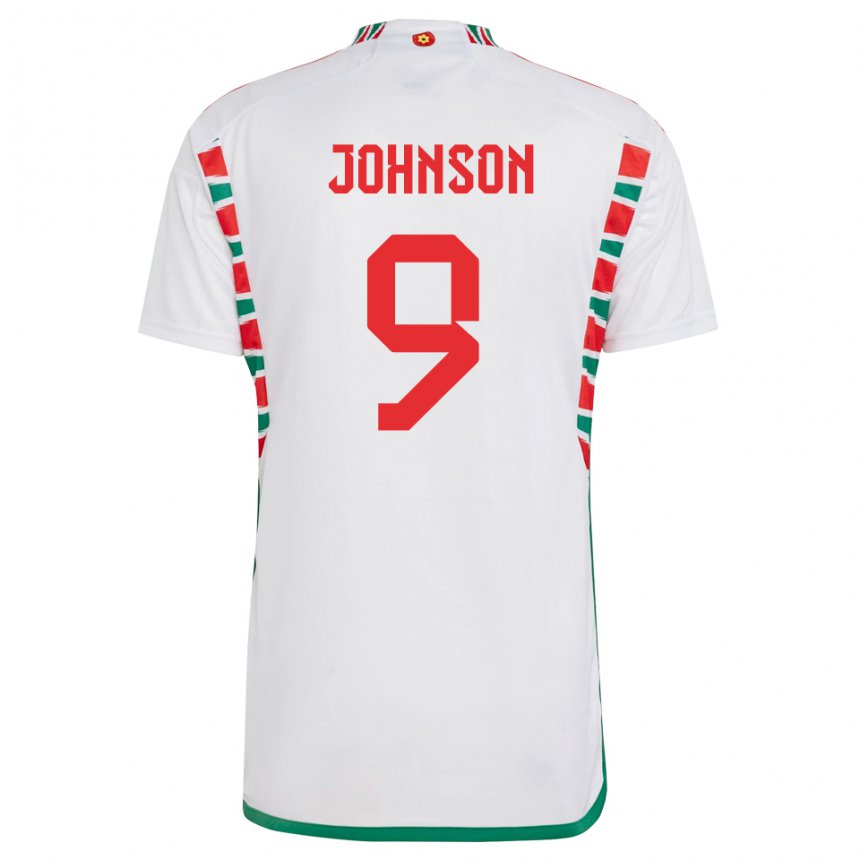 Børn Wales Brennan Johnson #9 Hvid Udebane Spillertrøjer 22-24 Trøje T-shirt