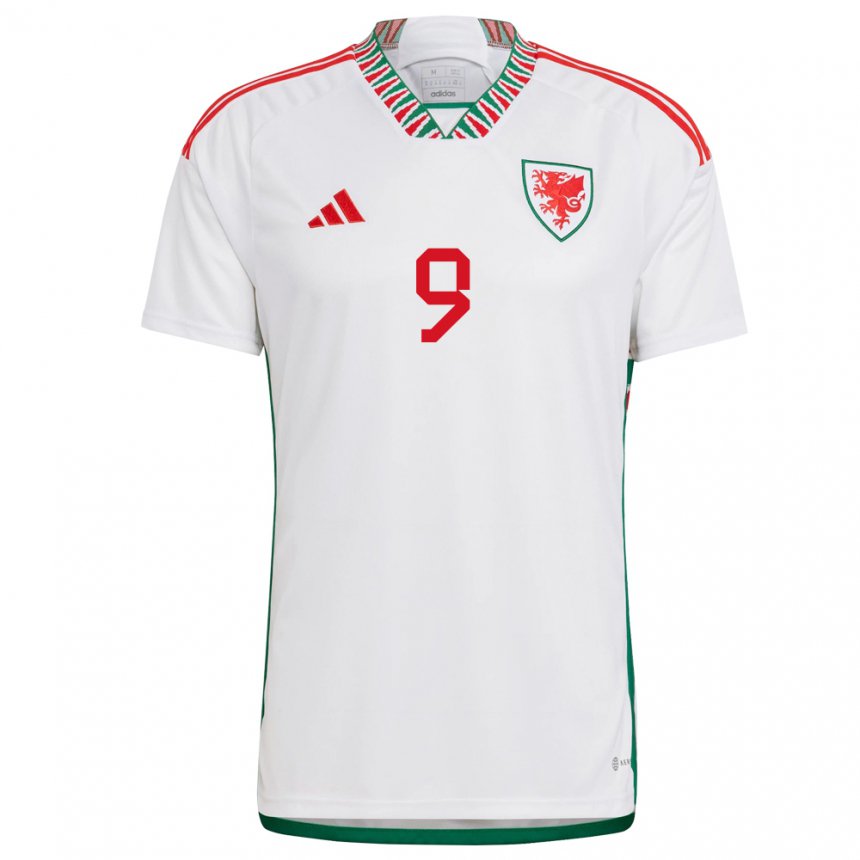 Børn Wales Brennan Johnson #9 Hvid Udebane Spillertrøjer 22-24 Trøje T-shirt