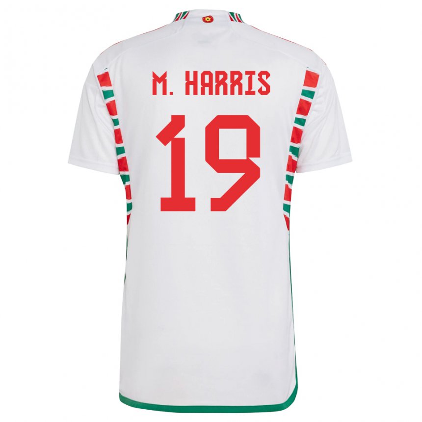 Børn Wales Mark Harris #19 Hvid Udebane Spillertrøjer 22-24 Trøje T-shirt