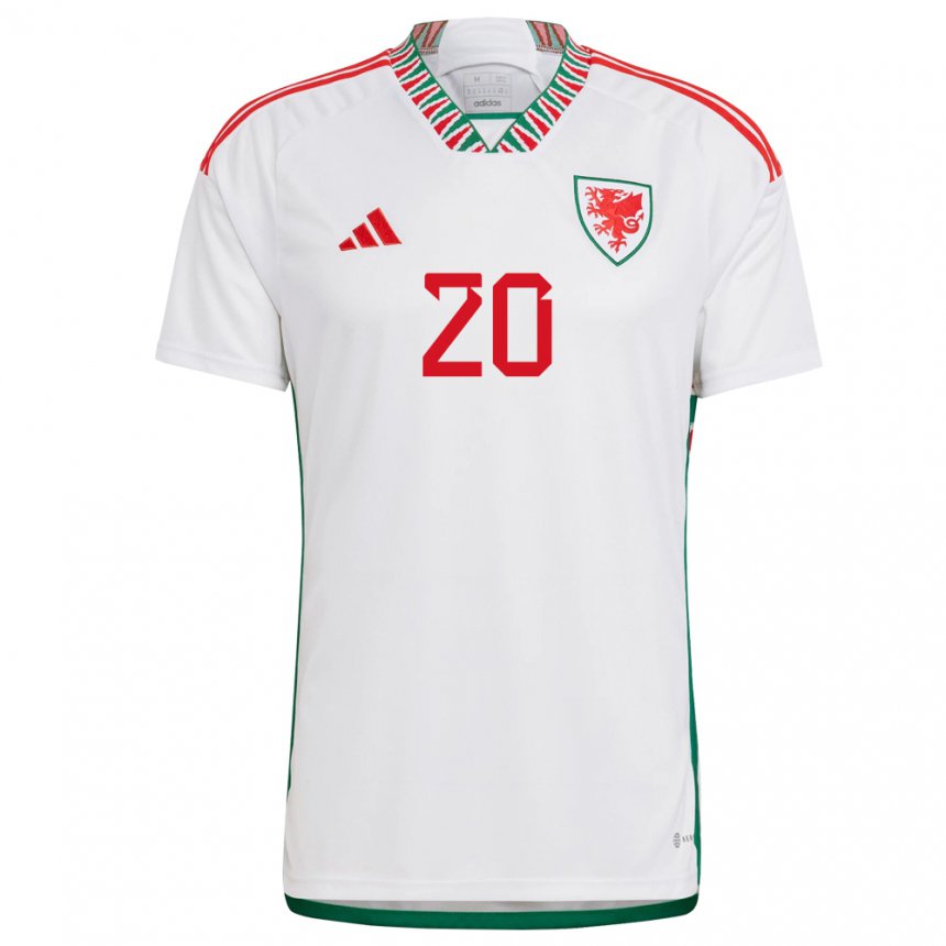 Børn Wales Daniel James #20 Hvid Udebane Spillertrøjer 22-24 Trøje T-shirt