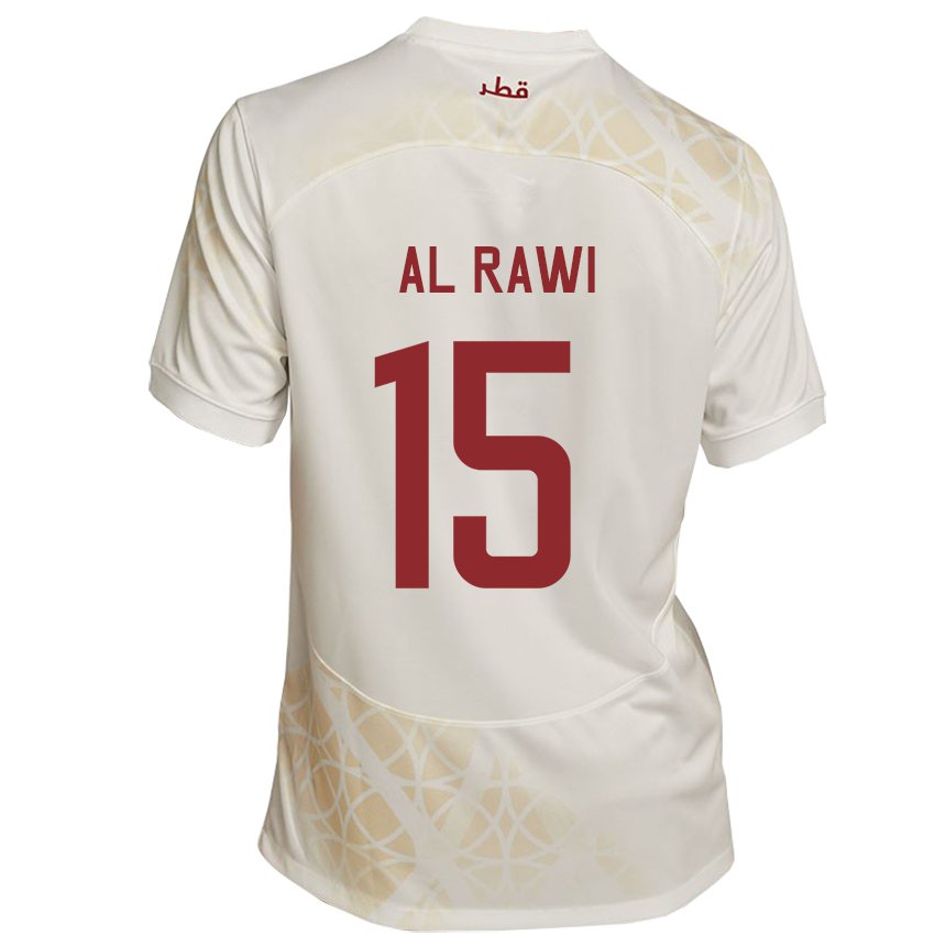 Børn Qatars Bassam Al Rawi #15 Guld Beige Udebane Spillertrøjer 22-24 Trøje T-shirt