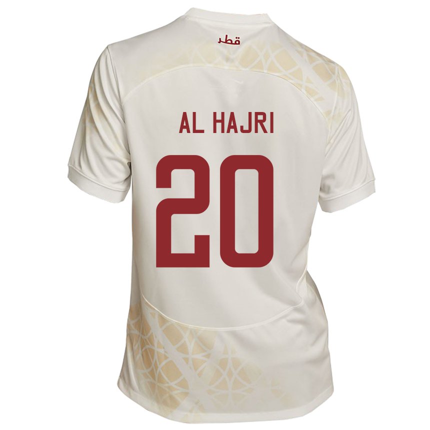 Børn Qatars Salem Al Hajri #20 Guld Beige Udebane Spillertrøjer 22-24 Trøje T-shirt