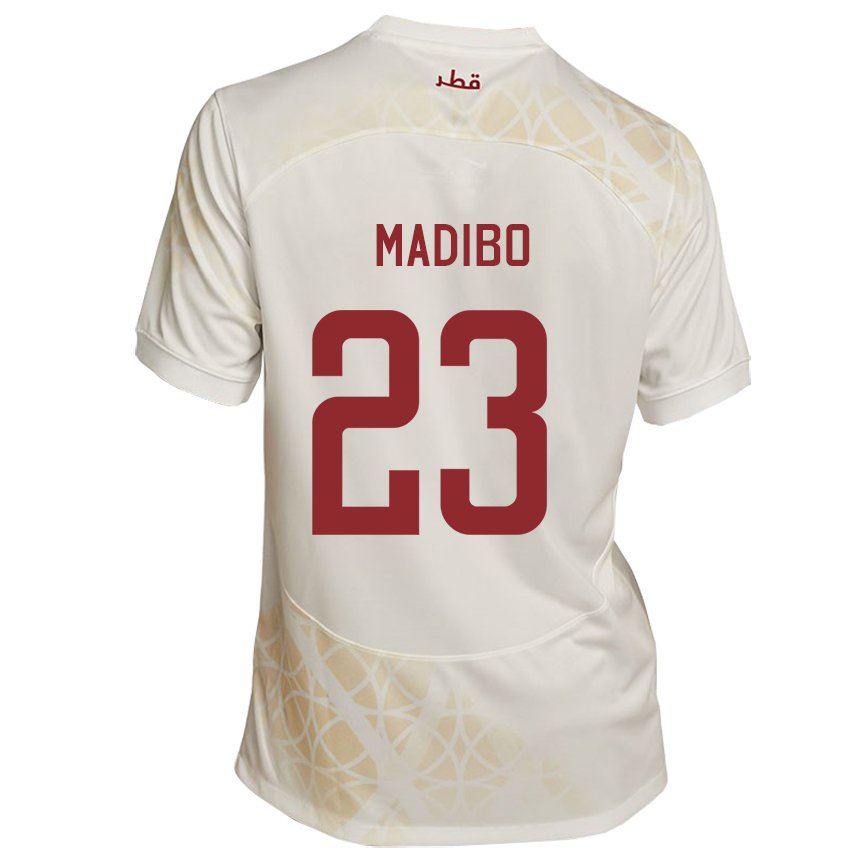 Børn Qatars Assim Madibo #23 Guld Beige Udebane Spillertrøjer 22-24 Trøje T-shirt