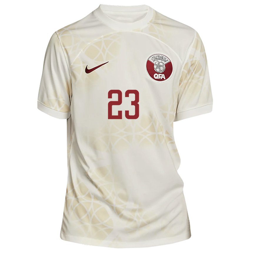 Børn Qatars Assim Madibo #23 Guld Beige Udebane Spillertrøjer 22-24 Trøje T-shirt