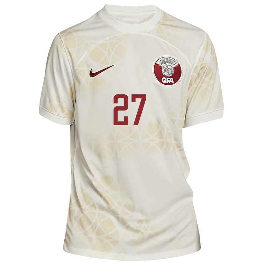 Børn Qatars Ahmed Suhail #27 Guld Beige Udebane Spillertrøjer 22-24 Trøje T-shirt