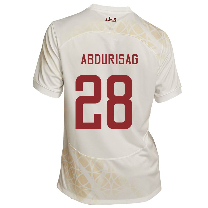 Børn Qatars Yusuf Abdurisag #28 Guld Beige Udebane Spillertrøjer 22-24 Trøje T-shirt