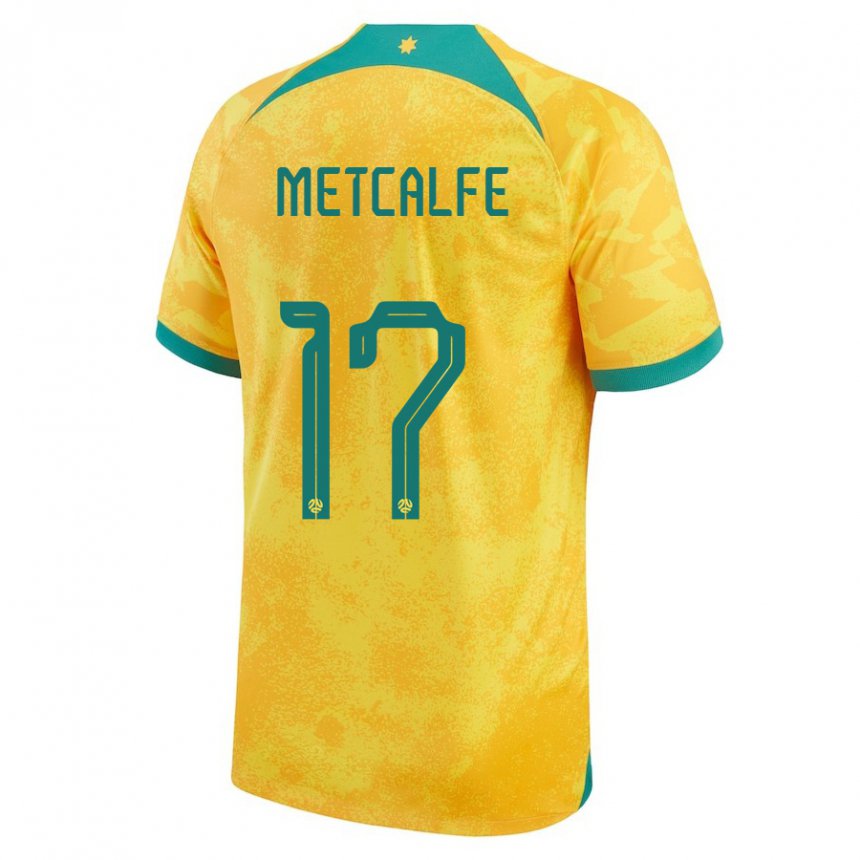 Mænd Australiens Connor Metcalfe #17 Gylden Hjemmebane Spillertrøjer 22-24 Trøje T-shirt