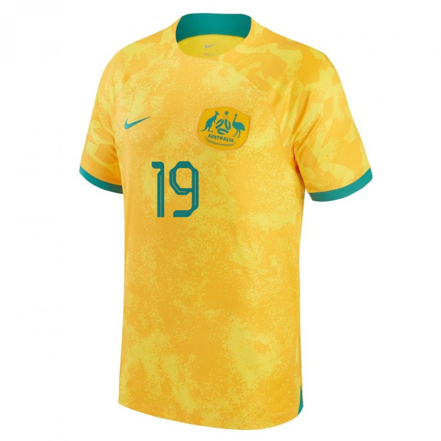 Mænd Australiens Harry Souttar #19 Gylden Hjemmebane Spillertrøjer 22-24 Trøje T-shirt