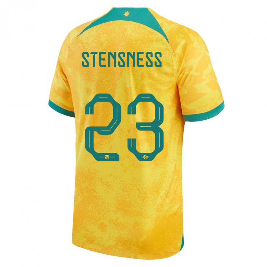 Mænd Australiens Gianni Stensness #23 Gylden Hjemmebane Spillertrøjer 22-24 Trøje T-shirt