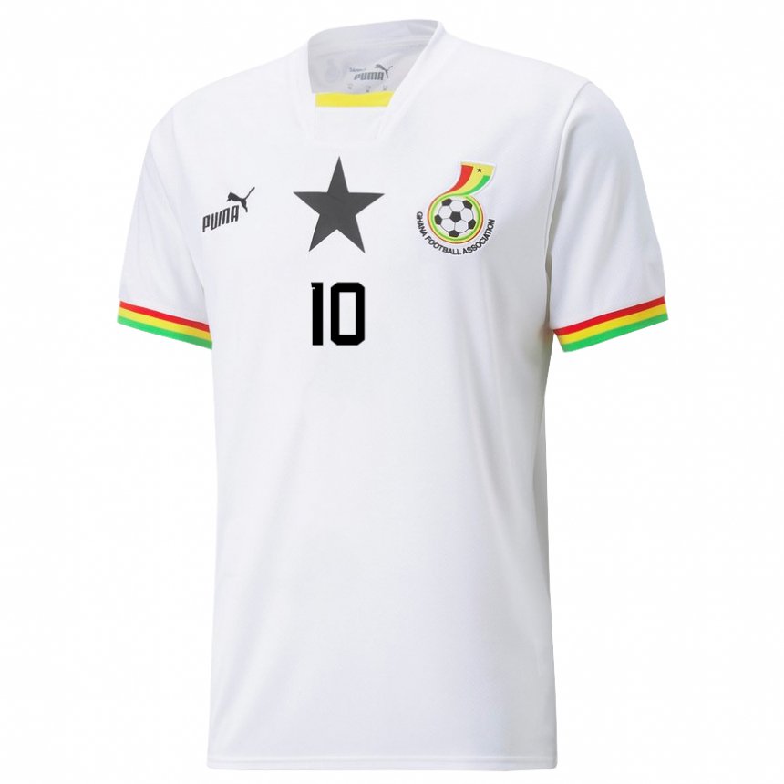 Mænd Ghanas Andre Ayew #10 Hvid Hjemmebane Spillertrøjer 22-24 Trøje T-shirt