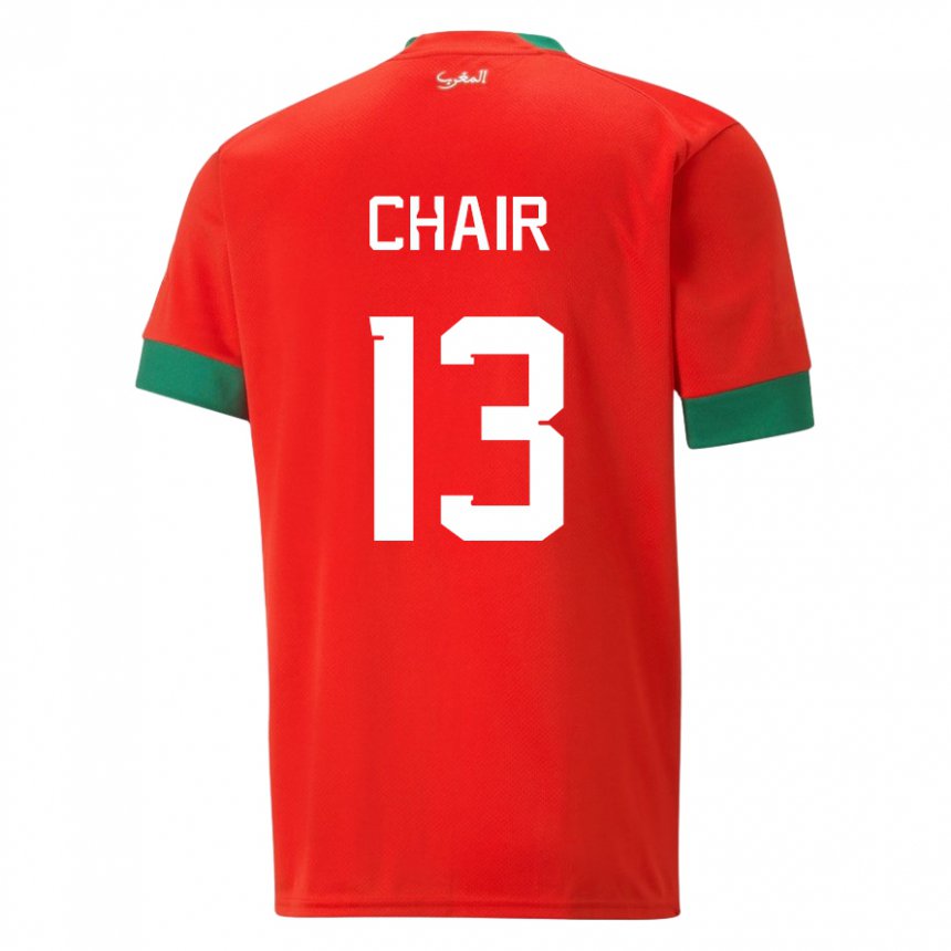 Mænd Marokkos Iliass Chair #13 Rød Hjemmebane Spillertrøjer 22-24 Trøje T-shirt