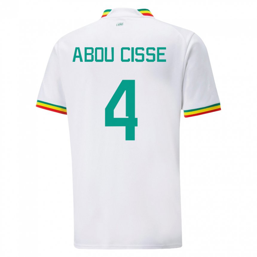 Mænd Senegals Pape Abou Cisse #4 Hvid Hjemmebane Spillertrøjer 22-24 Trøje T-shirt