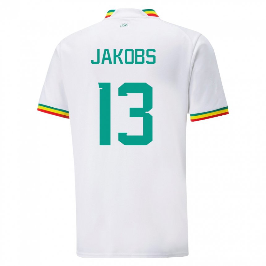 Mænd Senegals Ismail Jakobs #13 Hvid Hjemmebane Spillertrøjer 22-24 Trøje T-shirt