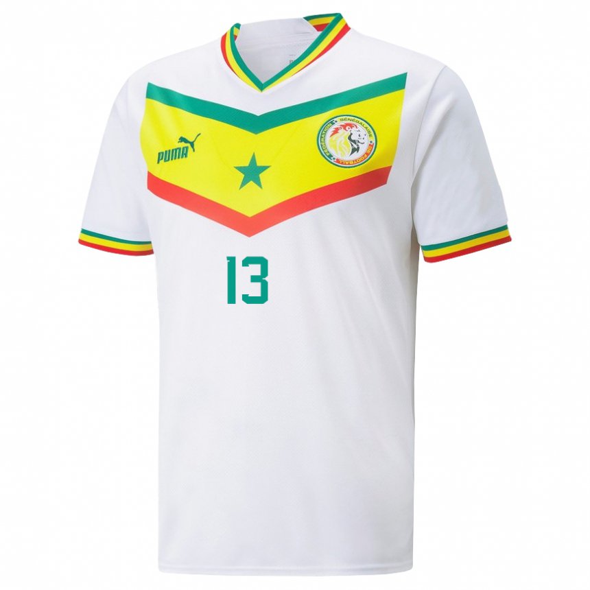 Mænd Senegals Ismail Jakobs #13 Hvid Hjemmebane Spillertrøjer 22-24 Trøje T-shirt