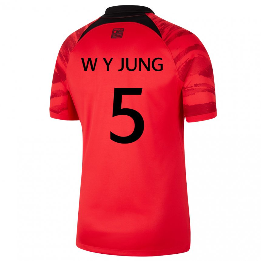 Mænd Sydkoreas Woo-young Jung #5 Rød Sort Hjemmebane Spillertrøjer 22-24 Trøje T-shirt