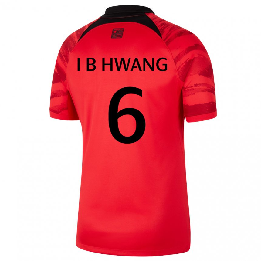 Mænd Sydkoreas In-beom Hwang #6 Rød Sort Hjemmebane Spillertrøjer 22-24 Trøje T-shirt