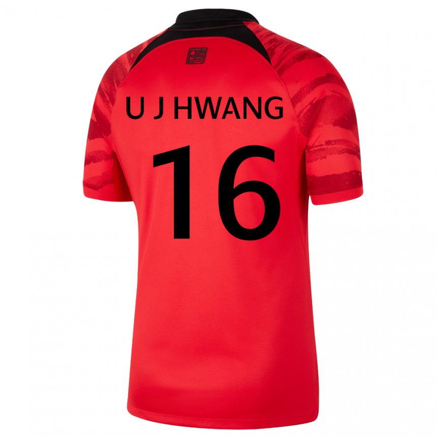 Mænd Sydkoreas Ui-jo Hwang #16 Rød Sort Hjemmebane Spillertrøjer 22-24 Trøje T-shirt