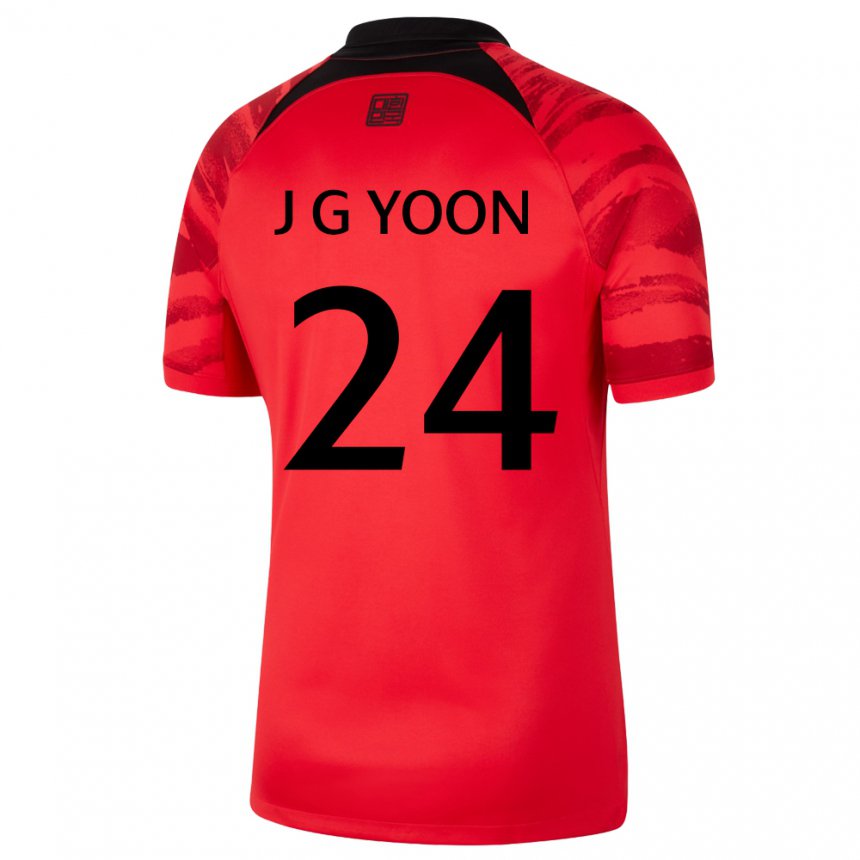 Mænd Sydkoreas Jong-gyu Yoon #24 Rød Sort Hjemmebane Spillertrøjer 22-24 Trøje T-shirt