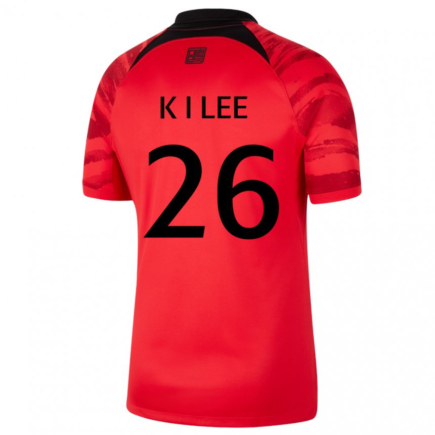 Mænd Sydkoreas Kang-in Lee #26 Rød Sort Hjemmebane Spillertrøjer 22-24 Trøje T-shirt