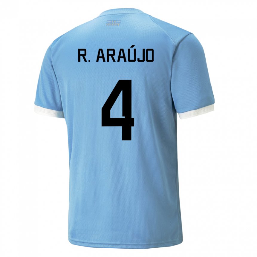 Mænd Uruguays Ronald Araujo #4 Blå Hjemmebane Spillertrøjer 22-24 Trøje T-shirt