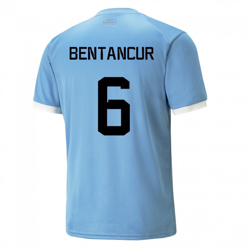 Mænd Uruguays Rodrigo Bentancur #6 Blå Hjemmebane Spillertrøjer 22-24 Trøje T-shirt