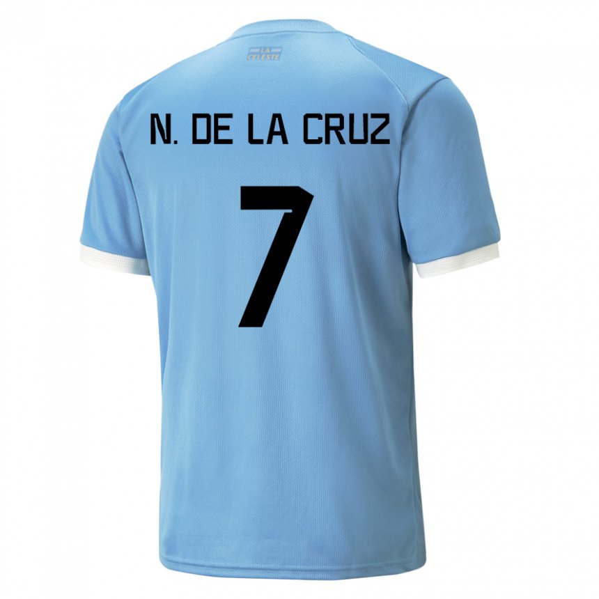 Mænd Uruguays Nicolas De La Cruz #7 Blå Hjemmebane Spillertrøjer 22-24 Trøje T-shirt