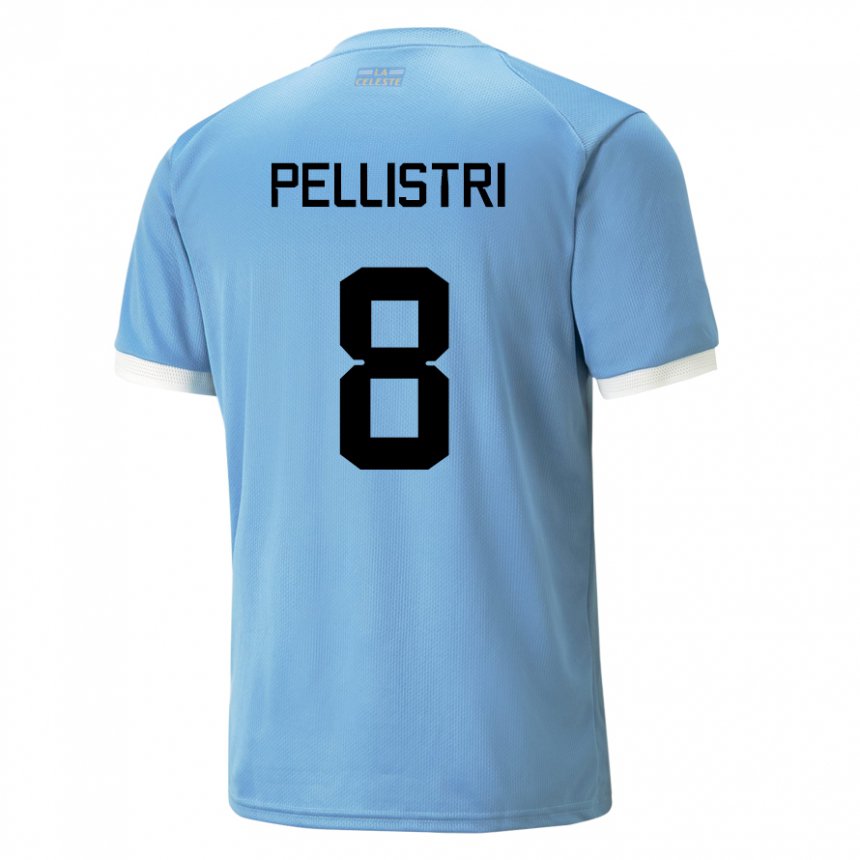 Mænd Uruguays Facundo Pellistri #8 Blå Hjemmebane Spillertrøjer 22-24 Trøje T-shirt