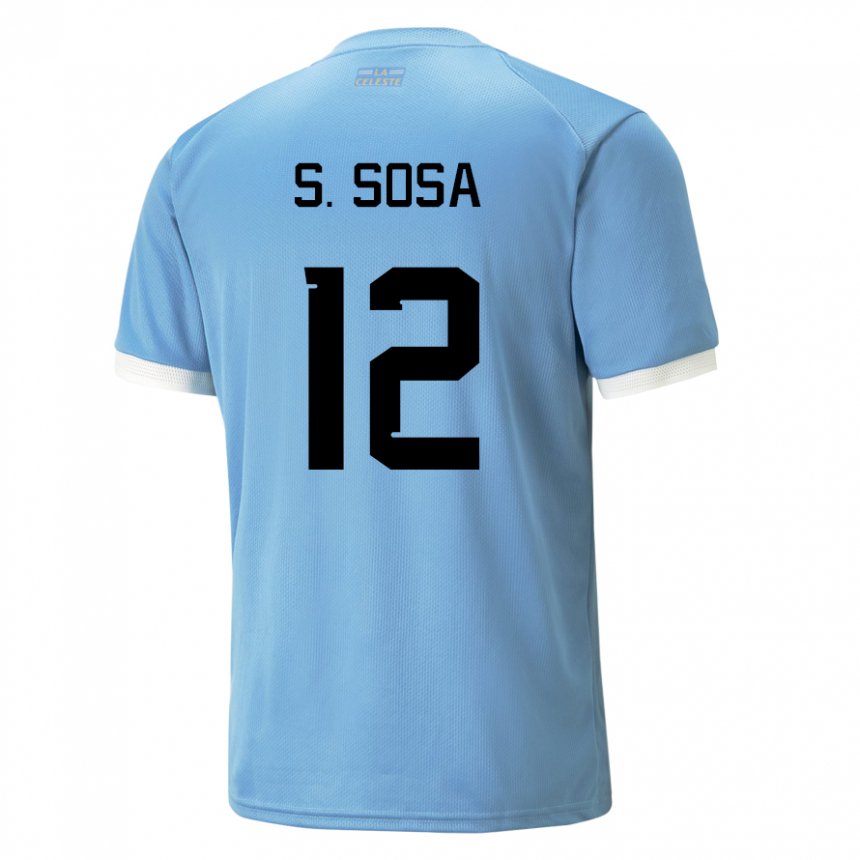 Mænd Uruguays Sebastian Sosa #12 Blå Hjemmebane Spillertrøjer 22-24 Trøje T-shirt