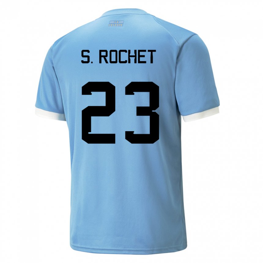 Mænd Uruguays Sergio Rochet #23 Blå Hjemmebane Spillertrøjer 22-24 Trøje T-shirt