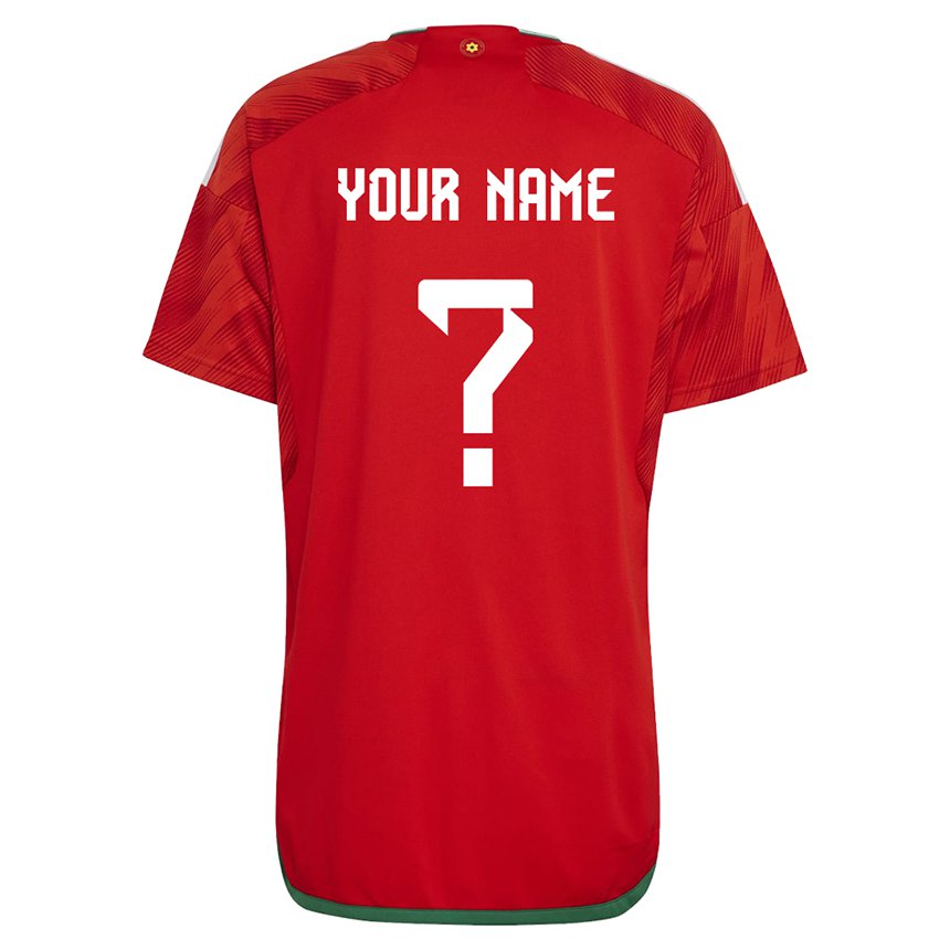 Mænd Wales Dit Navn #0 Rød Hjemmebane Spillertrøjer 22-24 Trøje T-shirt
