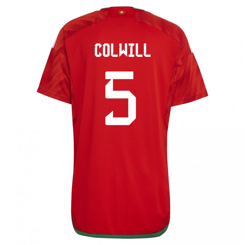 Mænd Wales Rubin Colwill #5 Rød Hjemmebane Spillertrøjer 22-24 Trøje T-shirt