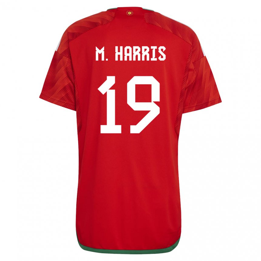 Mænd Wales Mark Harris #19 Rød Hjemmebane Spillertrøjer 22-24 Trøje T-shirt