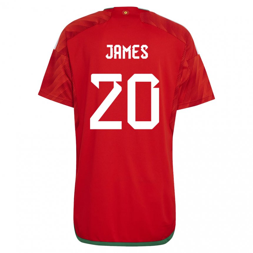 Mænd Wales Daniel James #20 Rød Hjemmebane Spillertrøjer 22-24 Trøje T-shirt