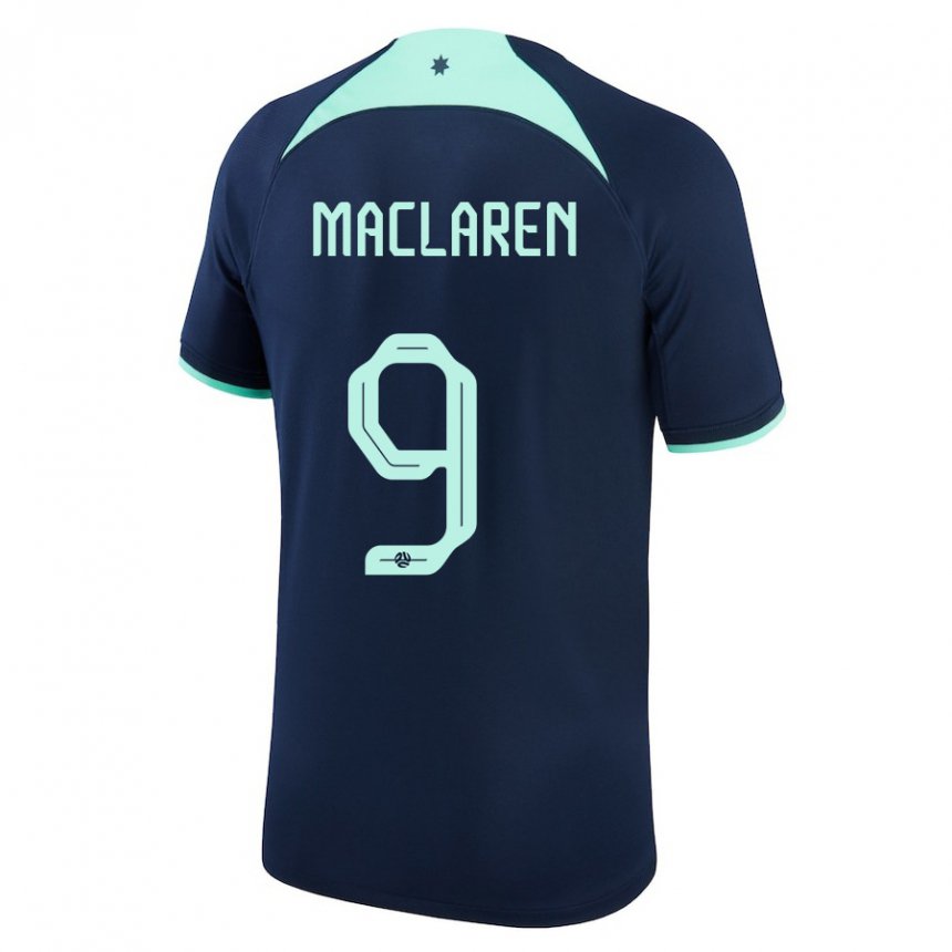 Mænd Australiens Jamie Maclaren #9 Mørkeblå Udebane Spillertrøjer 22-24 Trøje T-shirt