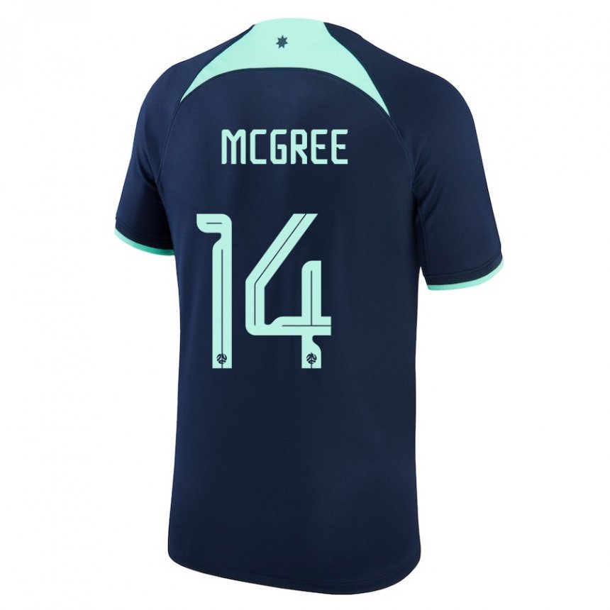 Mænd Australiens Riley Mcgree #14 Mørkeblå Udebane Spillertrøjer 22-24 Trøje T-shirt